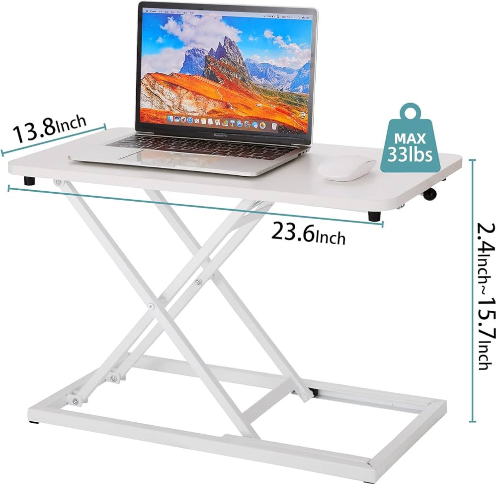 yoopin Standing Desk Converter White，Stand up Desk Riser on The Table，Adjustable Height Table top Ap | Amazon (US)