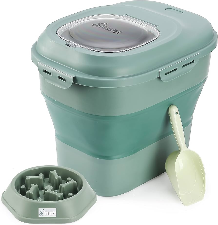 MojPet Collapsible Dog Food Storage Container, Pet Cat Large Plastic Pantry Containers 30 Lbs Bin... | Amazon (US)