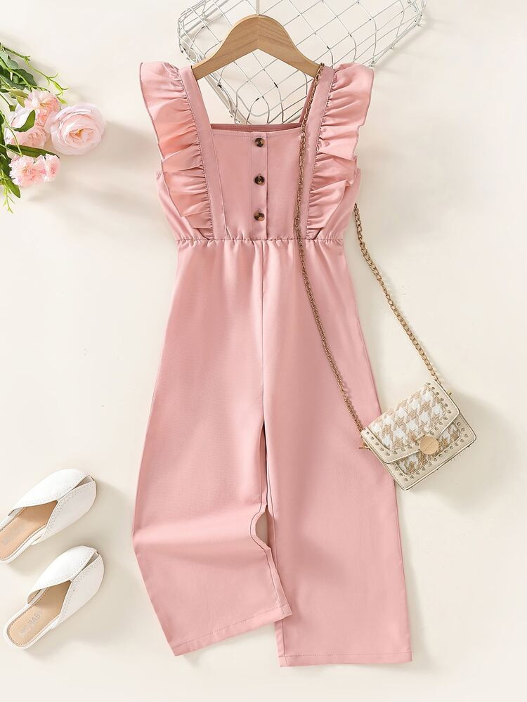 Toddler Girls Ruffle Trim Wide Leg Jumpsuit | SHEIN
