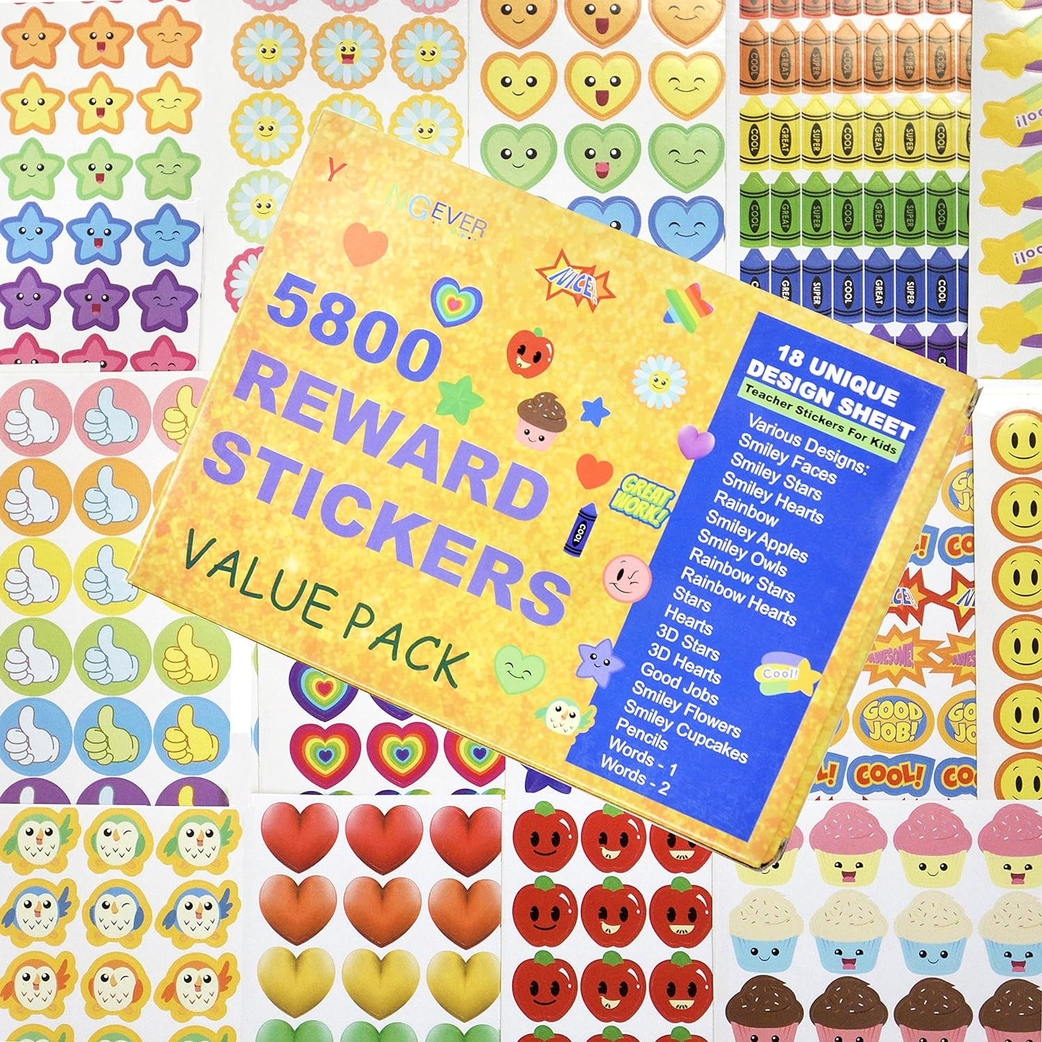 Youngever 5800 Teacher Stickers for Kids, Reward Stickers Mega Variety Pack, Incentive Stickers f... | Amazon (US)