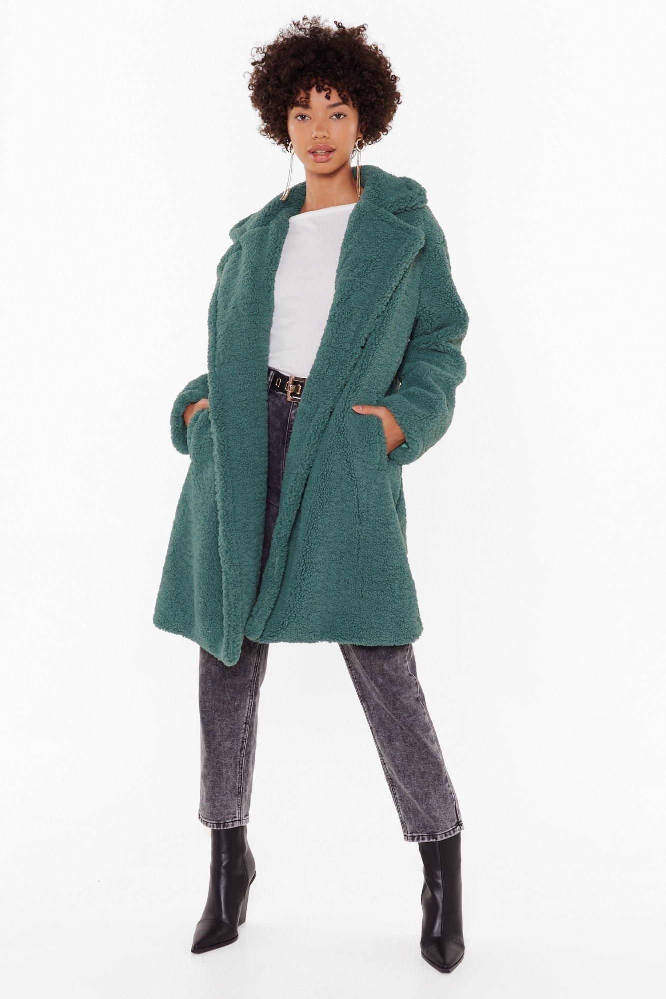 Womens Miles Fur Hour Faux Fur Longline Coat - Green | NastyGal (US & CA)