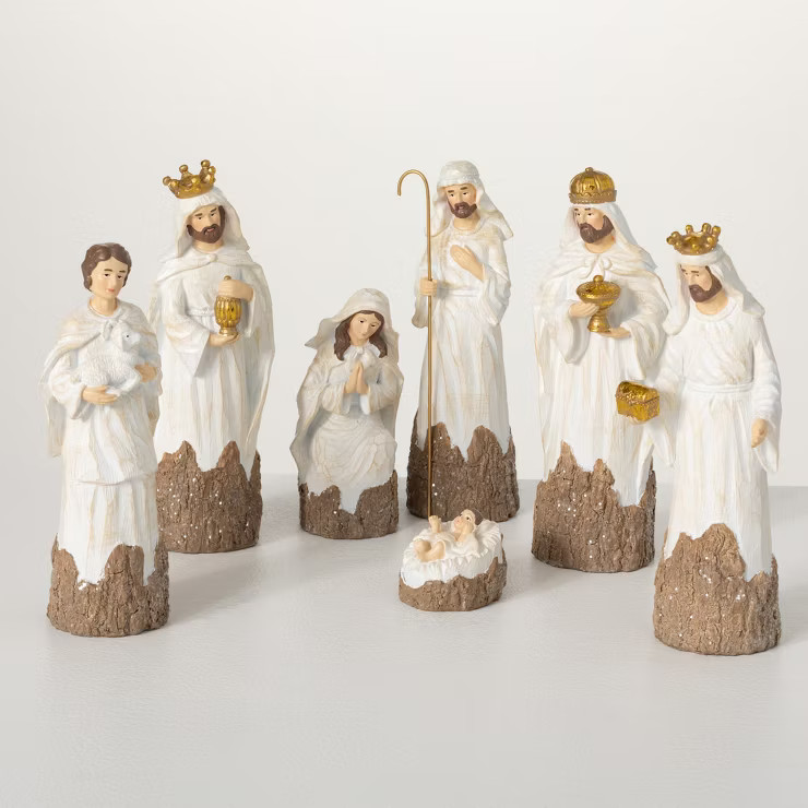 Sullivans "Tree Carved" Nativity Multicolor 8"H Resin Set of 7 | Target
