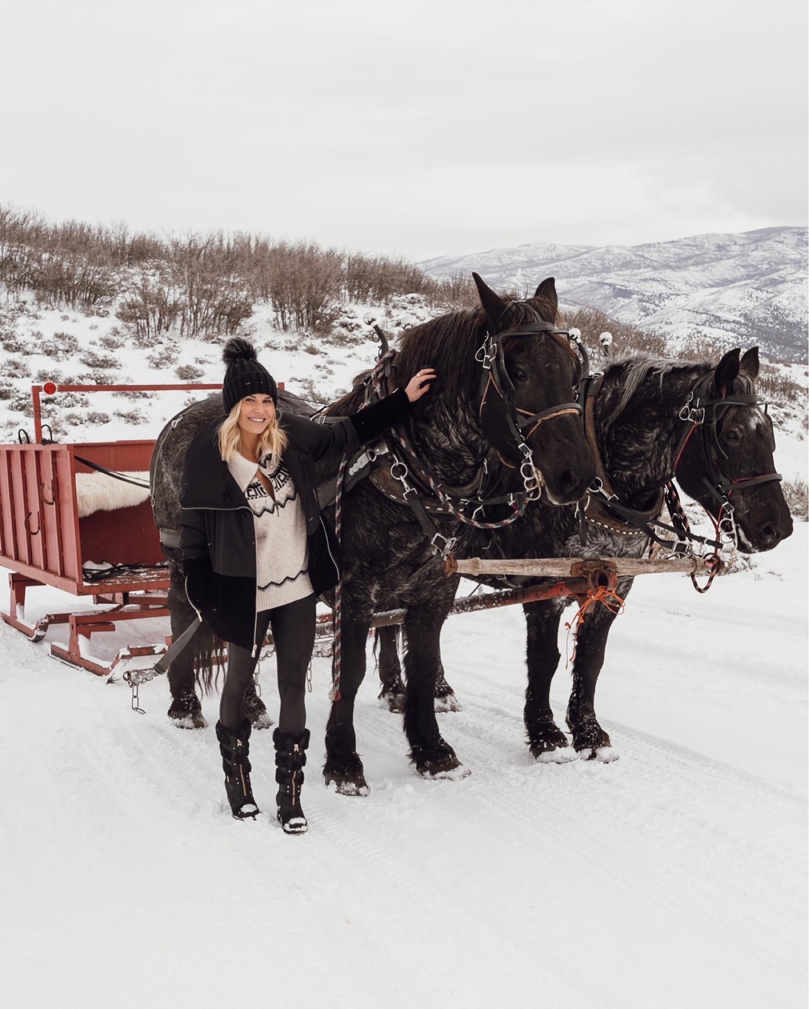 Shop similar look: Black coat, black beanie, 1/2 zip sweater, black leggings & boots

#LTKtravel #LTKSeasonal #LTKHoliday