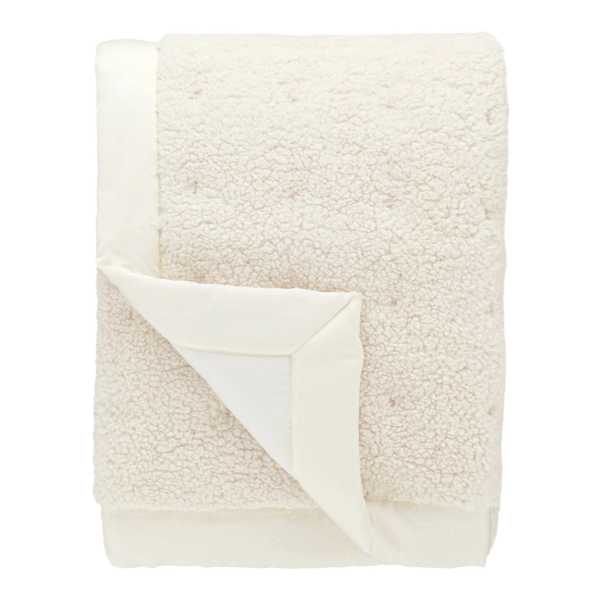Marshmallow Fleece Ivory Puff Throw | Annie Selke