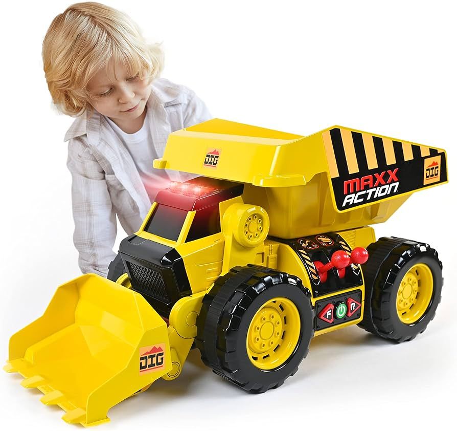Sunny Days Entertainment 2-N-1 Dig Rig – Dump Truck and Front End Loader with Lights, Sounds an... | Amazon (US)