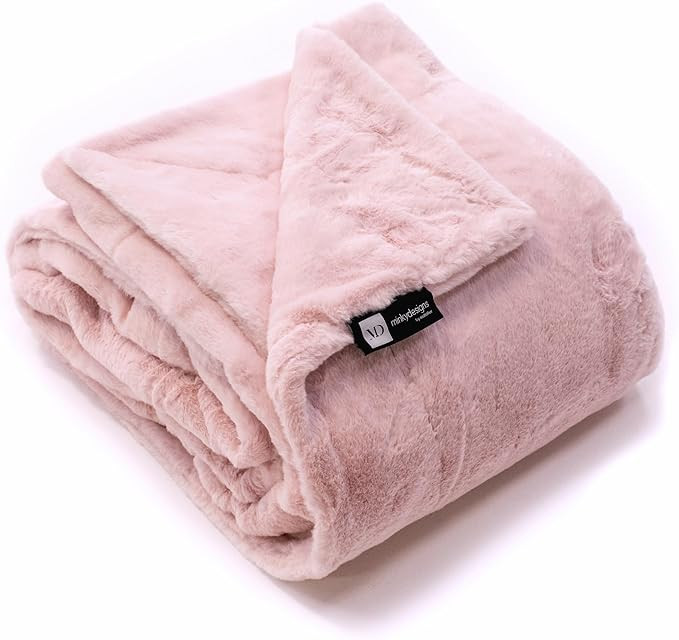 Minky Designs Blossom Pink Minky Blanket – Ultra Soft Faux Fur Throw Blanket for Couch, Bed & H... | Amazon (US)