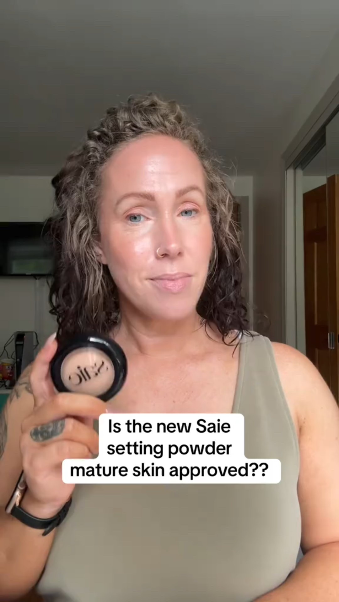 Is the new Saie setting powder mature skin approved?? #newmakeup #makeupreview #makeuptryon #matureskinmakeup #saiebeauty