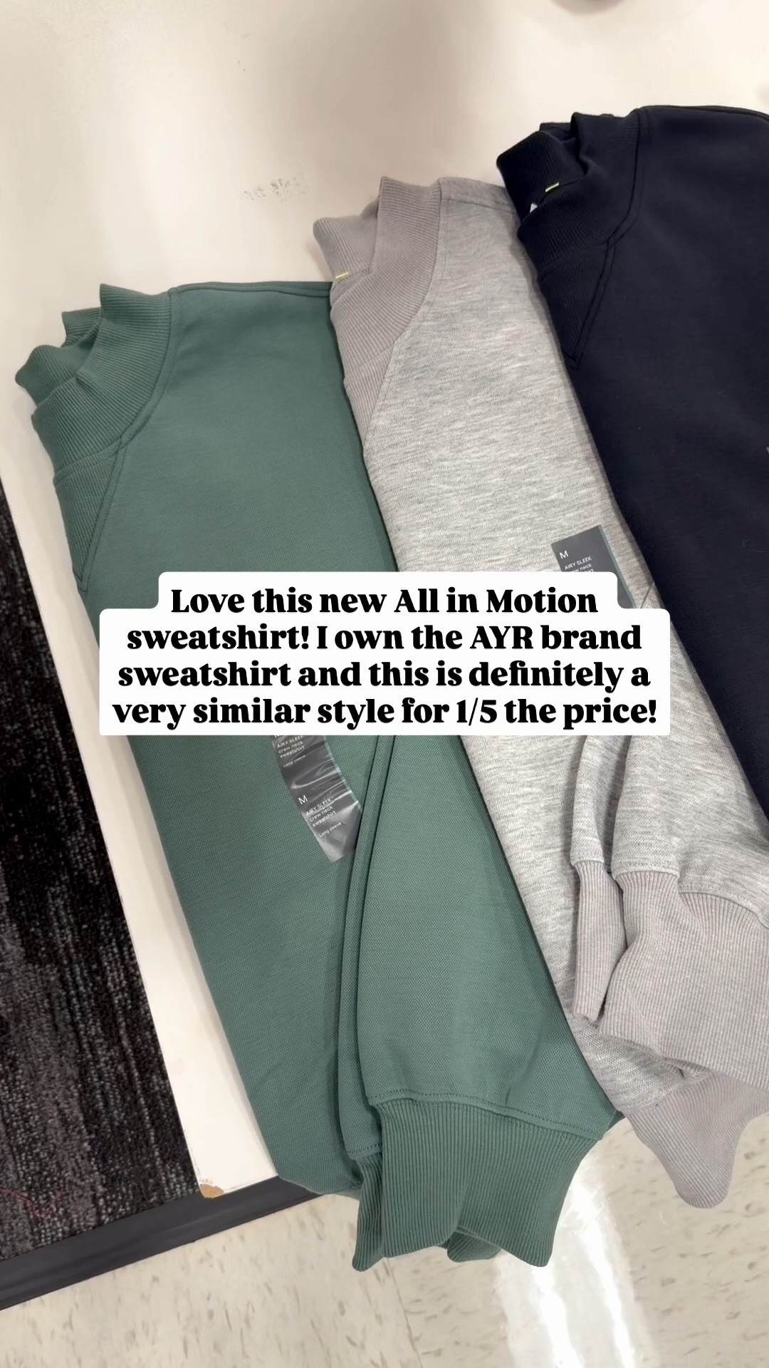 Love this new All in Motion sweatshirt for women! It’s very similar to an AYR brand sweatshirt I own for 1/5 the price!

90WARM