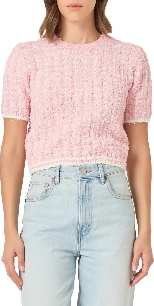 Endless Rose Check Tweed Sweater | Nordstrom | Nordstrom