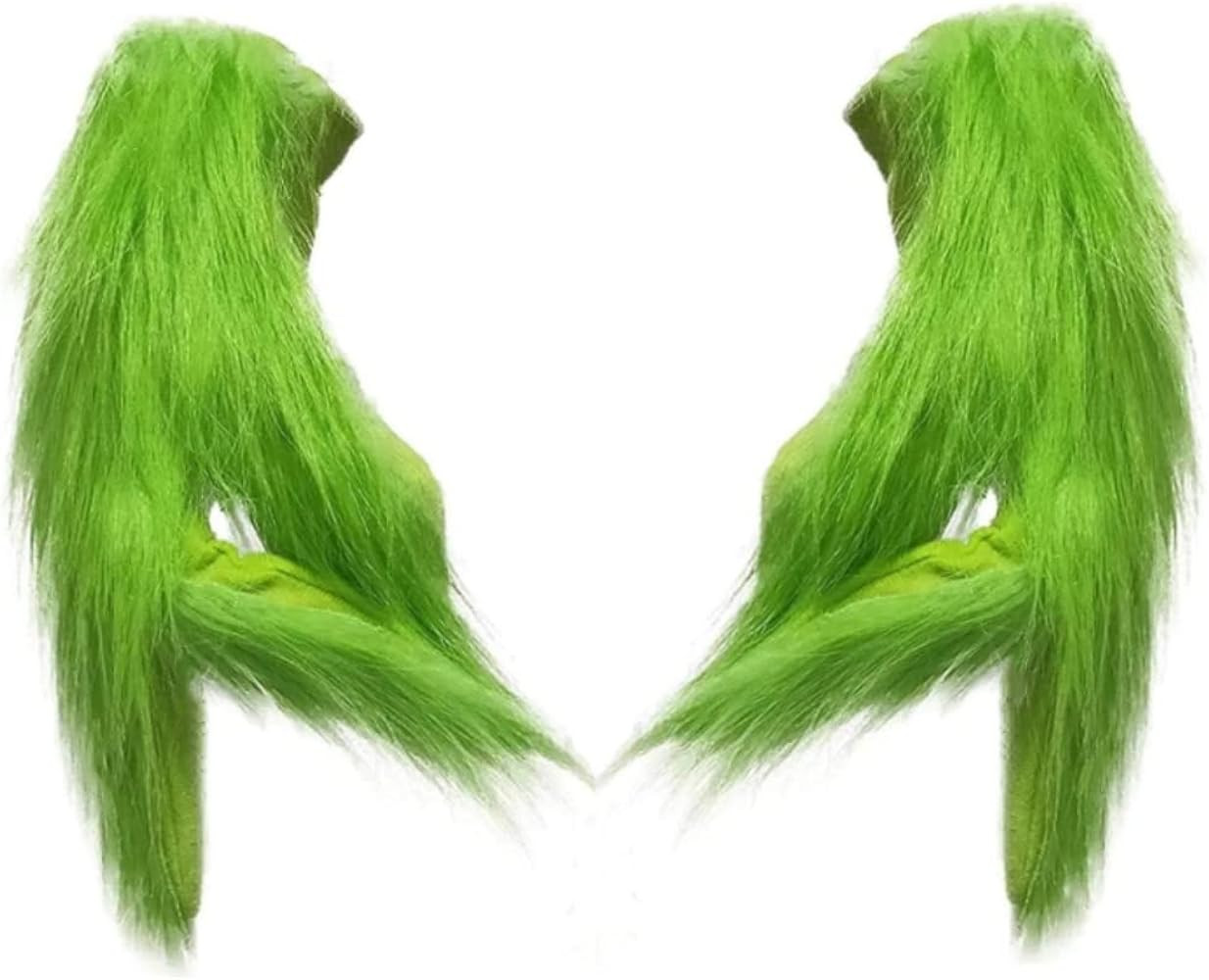 Green Furry Plush Gloves Adults and Kids, Christmas Santa Cosplay Costume Mask Props Green Hands ... | Amazon (US)