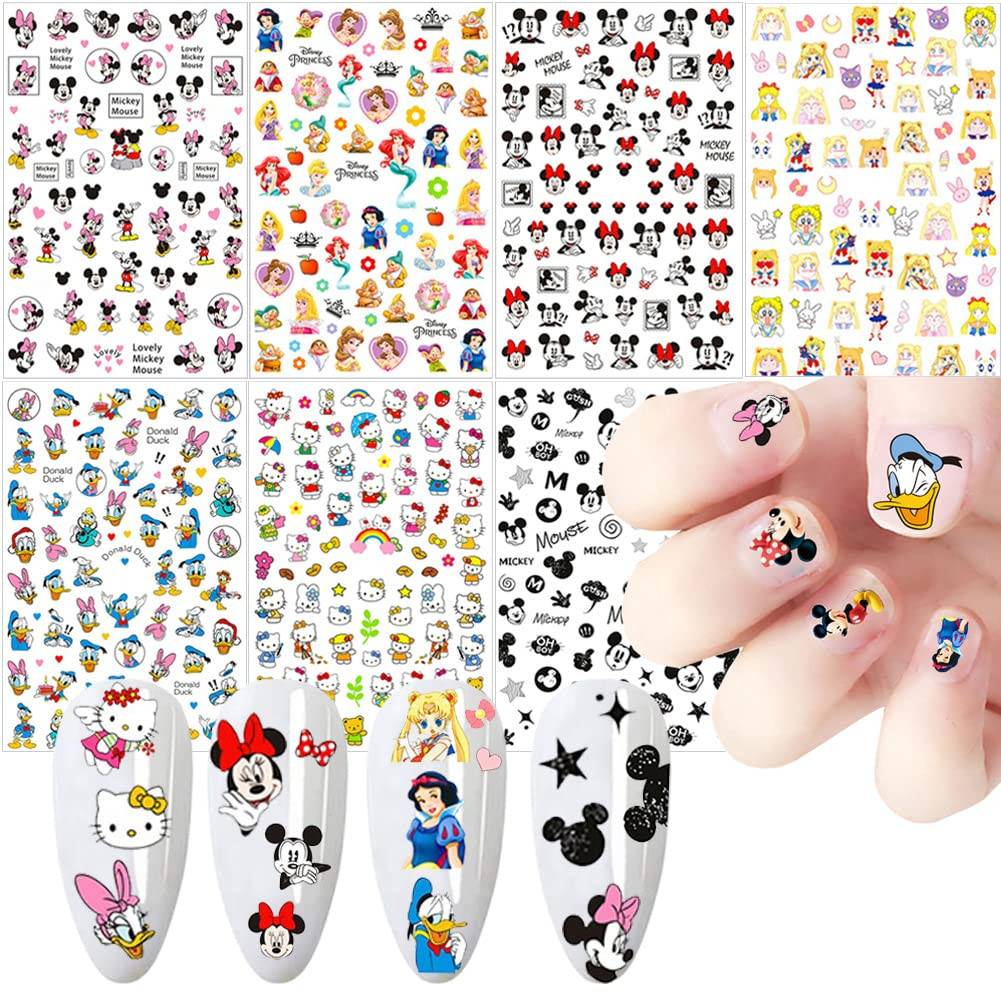 Cartoon Nail Art Stickers Cute Cartoon Nail Decals 3D Self-Adhesive Nail Art Supplies Designer Na... | Amazon (US)