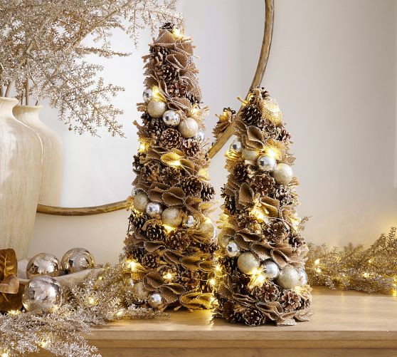 Lit Burlap Pinecone Tree | Pottery Barn (US)