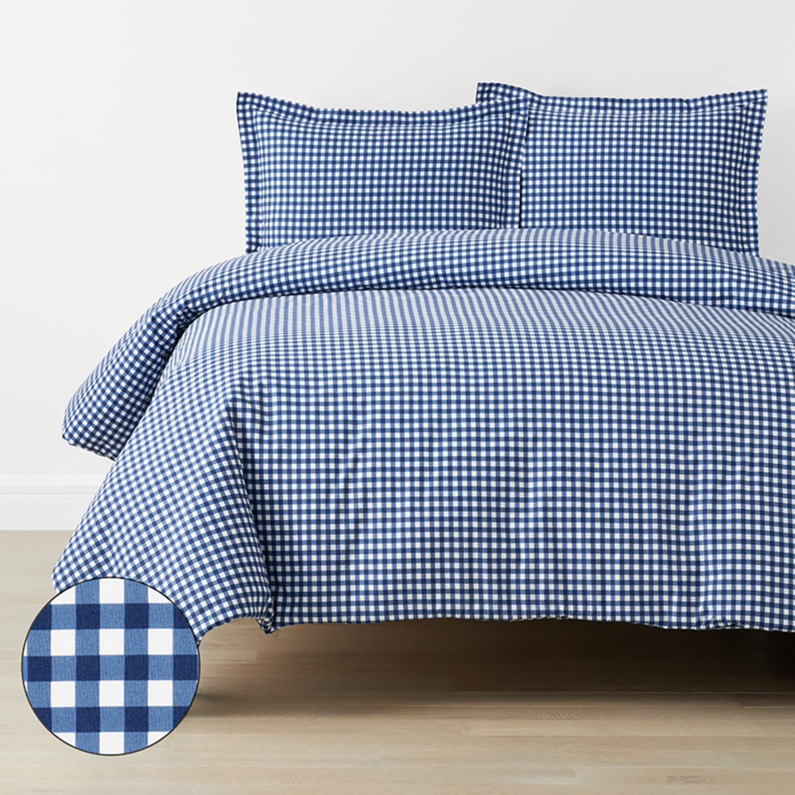 Gingham Classic Cool Organic Cotton Percale Duvet Cover Set - Navy, Twin/Twin XL | The Company Store