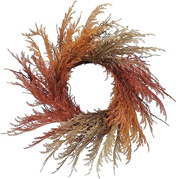 RED DECO Fall Reed Floral Welcome Wreath for Front Door - 22-24 inch Artificial Autumn Rustic Doo... | Amazon (US)