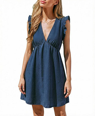 Women's V-Neck Ruffle Mini Dress for Beach Vacation | Macy's