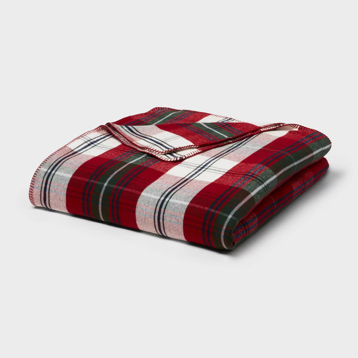 Full/Queen Brushed Cotton Blanket Neutral Plaid - Threshold™ | Target