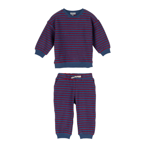 Fuzzy Jones Sweat Set, Navy & Red Stripe | Maisonette