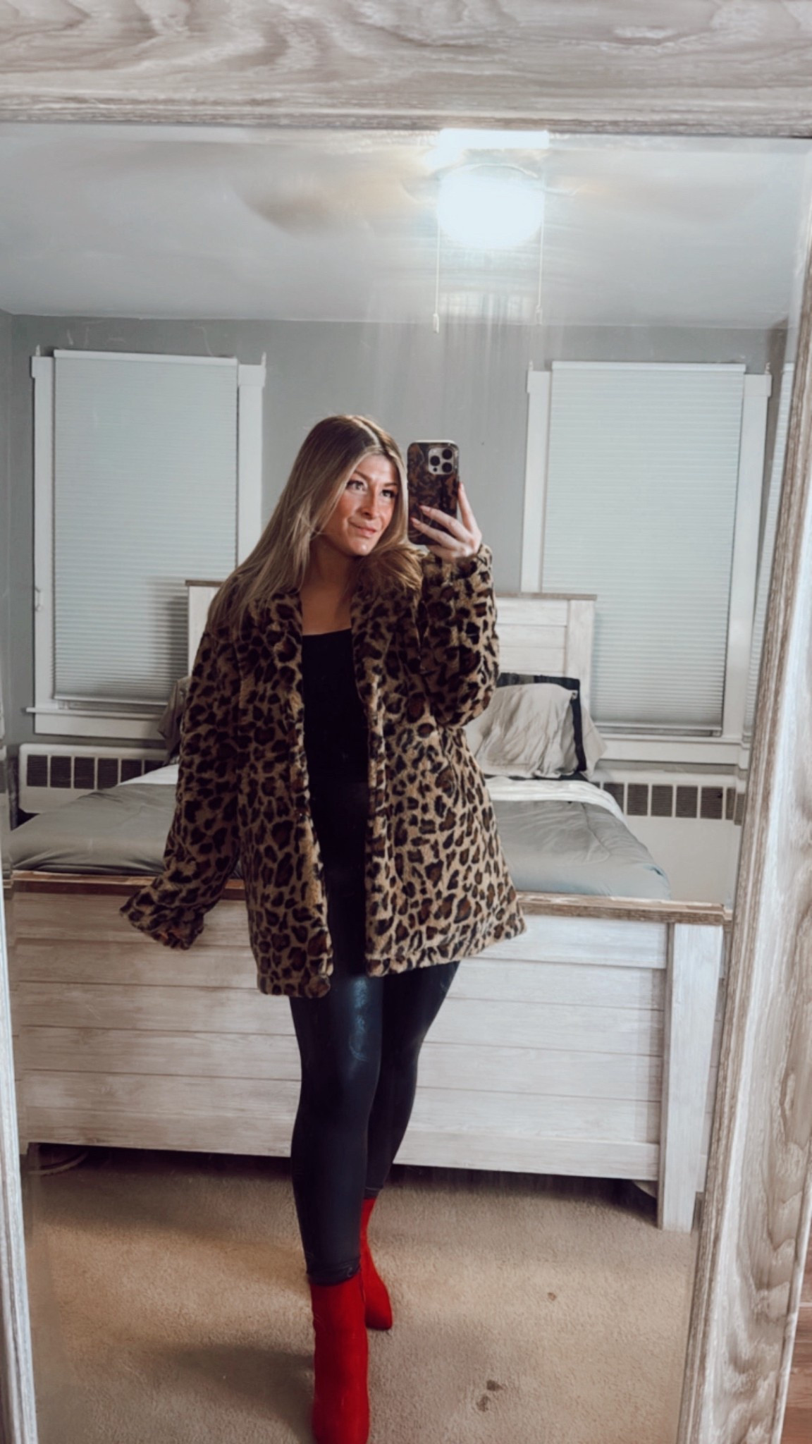 NYE fit check 🍾✨🪩 

New Year’s Eve outfit 
Fur jacket 
Cheetah jackett
Leather leggings 
Booties 

#LTKSeasonal #LTKMidsize #LTKFindsUnder100