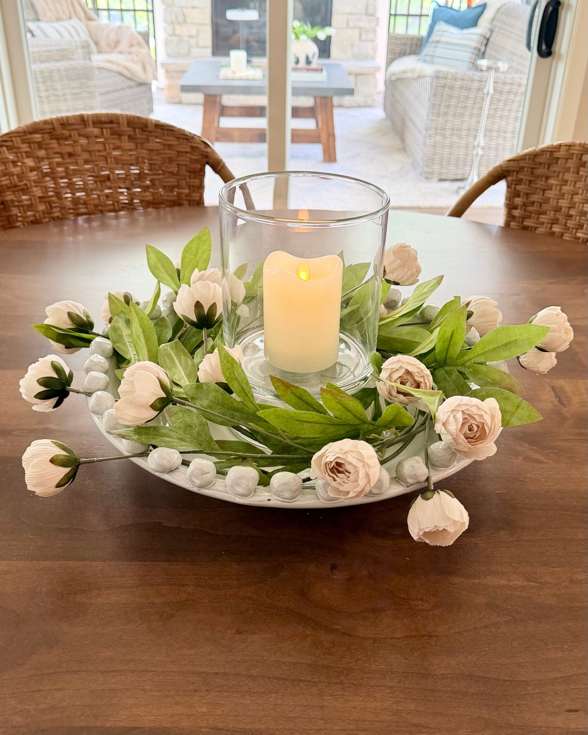 This centerpiece came together in minutes using faux peonies, a simple bowl, and candlelight… and somehow it makes the whole dining space feel softer for spring.

#centerpiece #springcenterpiece #summercenterpiece

#LTKHome #LTKMothersDay #LTKSeasonal