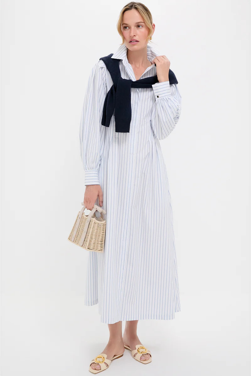 White and Blue Stripe Corinne Dress | Tuckernuck (US)