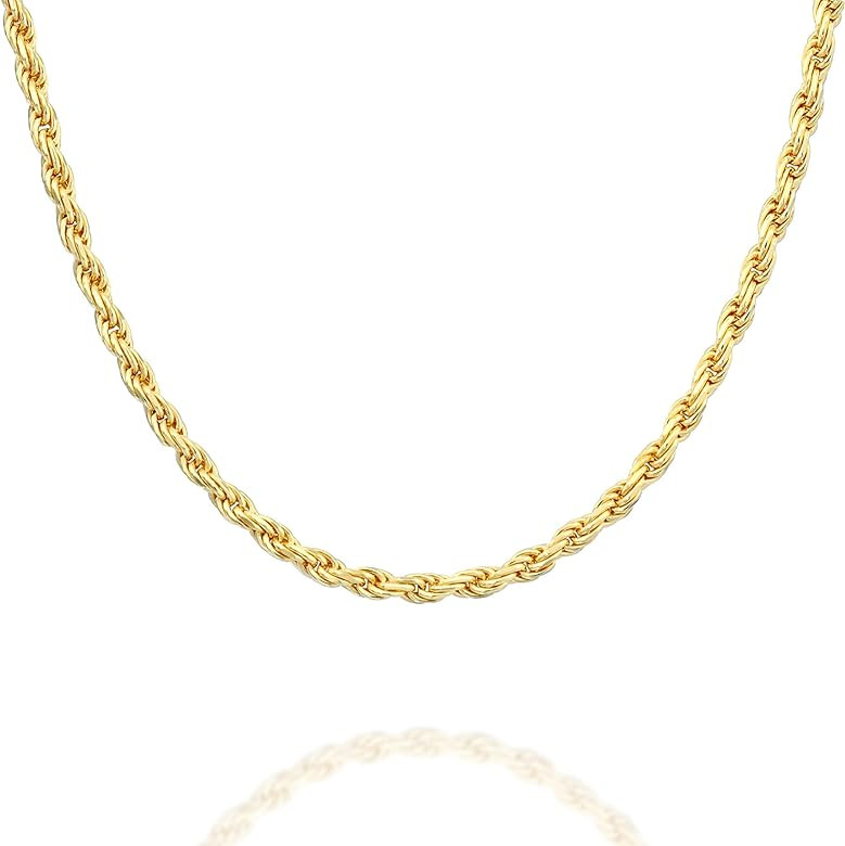 PAVOI Italian Solid 925 Sterling Silver, 22K Gold Plated Chain Necklaces | Snake, Square Box, Cab... | Amazon (US)