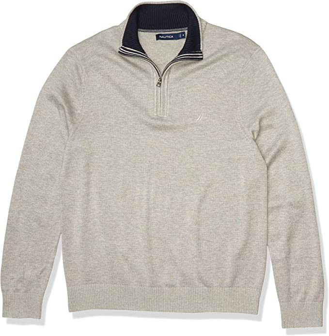 Nautica Men's Quarter-Zip Sweater, Charcoal Heather, X-Large at Amazon Men’s Clothing store | Amazon (US)