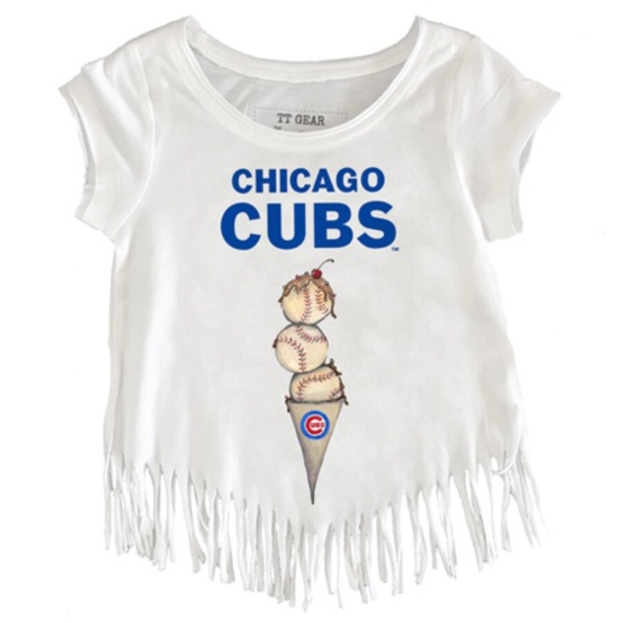 Chicago Cubs Tiny Turnip Girls Youth Fringe T-Shirt - White | Fanatics