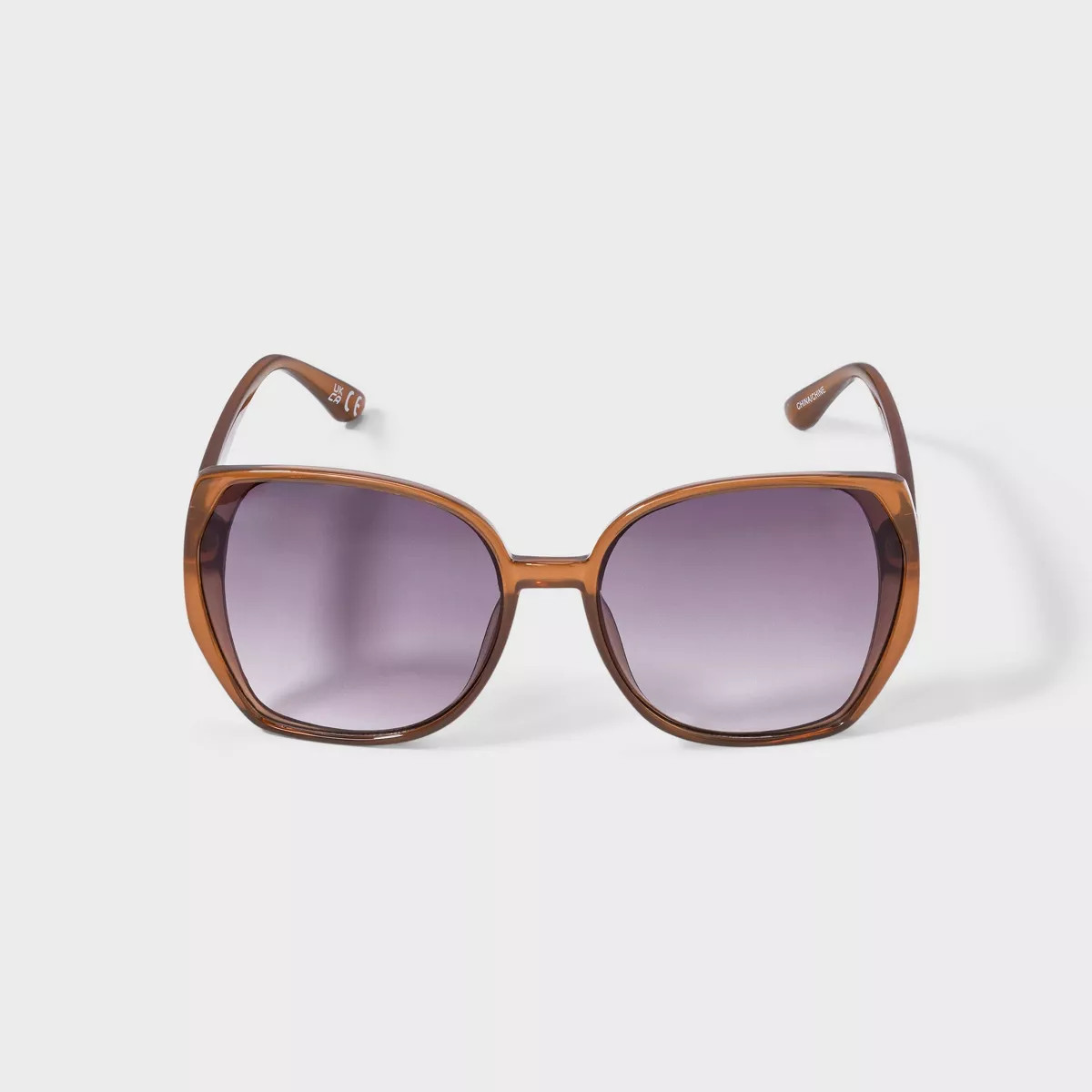 Womens Shiny Plastic Square Sunglasses - Universal Thread™ Tan: Scratch-Resistant, UV Protectio... | Target