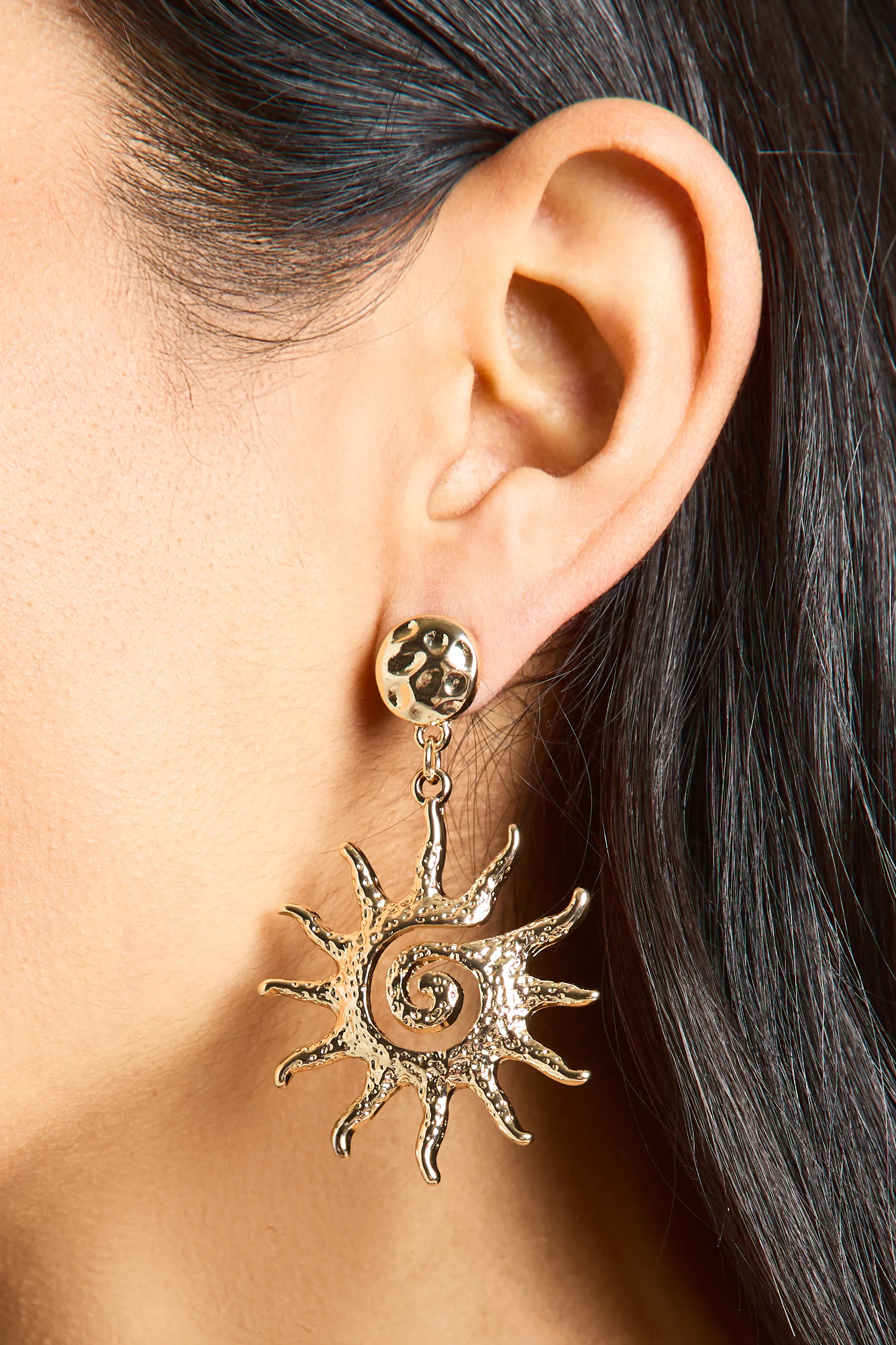 Statement Sun Pendant Earrings | Boohoo.com (UK & IE)