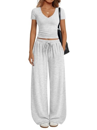 Trendy Queen 2 Piece Lounge Sets for Women Summer 2026 Two Piece Matching Loungewear Sweat Sets Spring Fashion Travel Airport Outfits Sweatsuits Casual Cute Clothes Track Suits Oatmeal Grey L | Amazon (US)