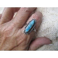 Sterling Genuine Turquoise Ring>925 Silver Turquoise Ring, Southwestern Ring, Native, Sterling Ring, Elongated Oval Ring | Etsy (US)