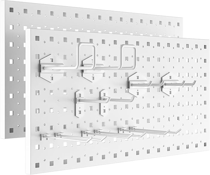 Mens Gifts Peg Board, 2 Pack Metal Pegboard Panels Pegboards Wall Organizer with 12Pcs Hooks, Peg... | Amazon (US)