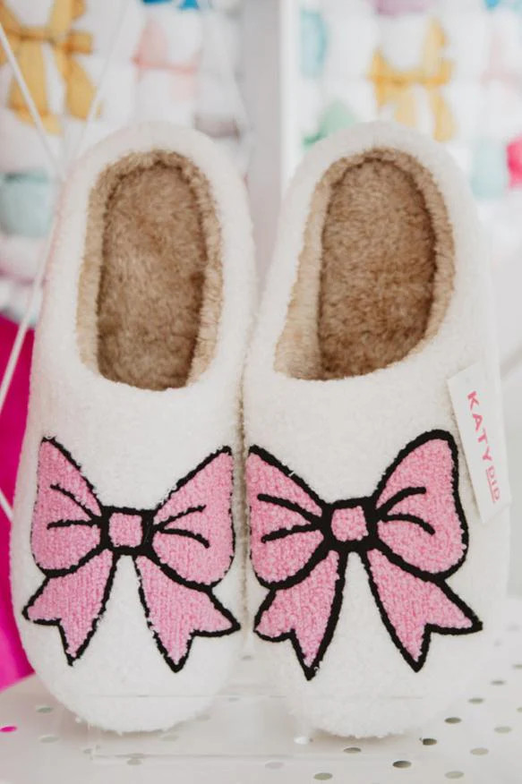 Light Pink Bow Slippers | Katydid