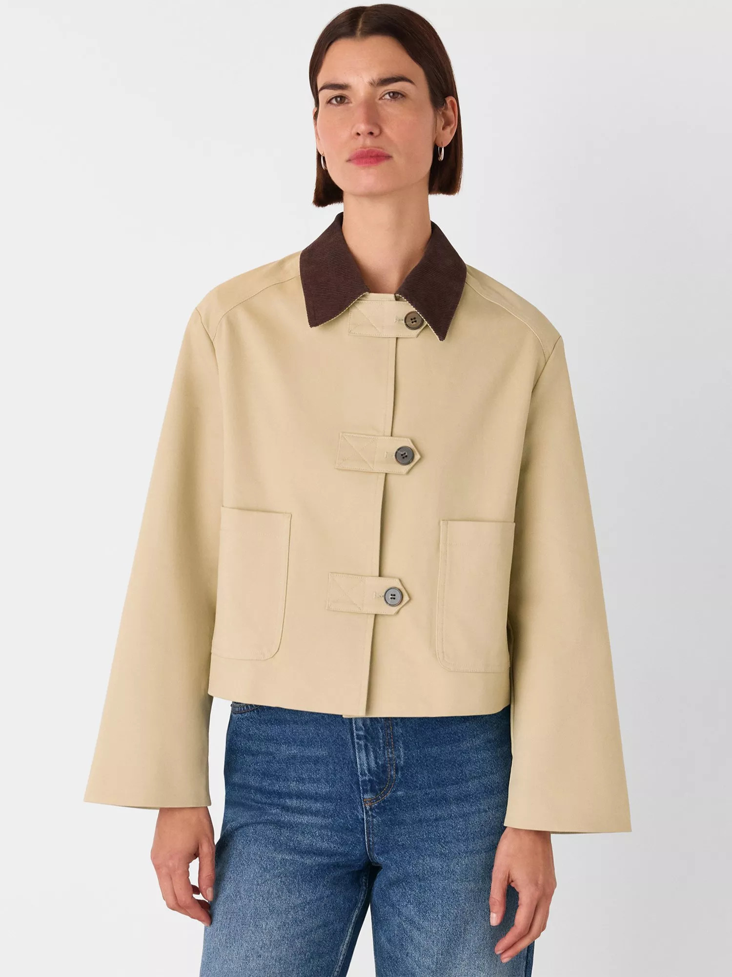 Whistles Corduroy Collar Barn Jacket, Neutral | John Lewis (UK)