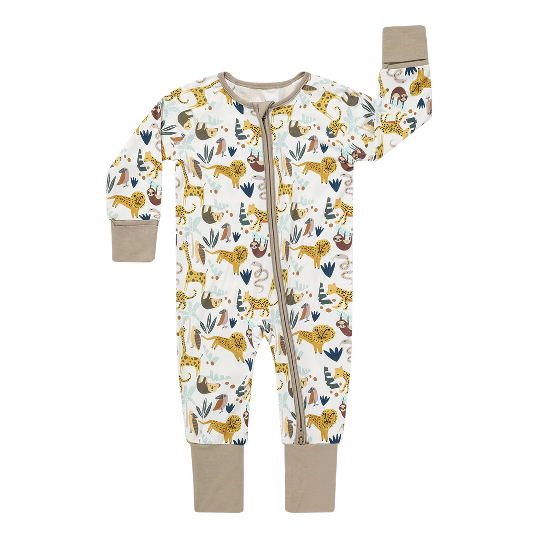 Jungle Friends Viscose Baby Convertible Bamboo Zippy Pajama | Emerson and Friends