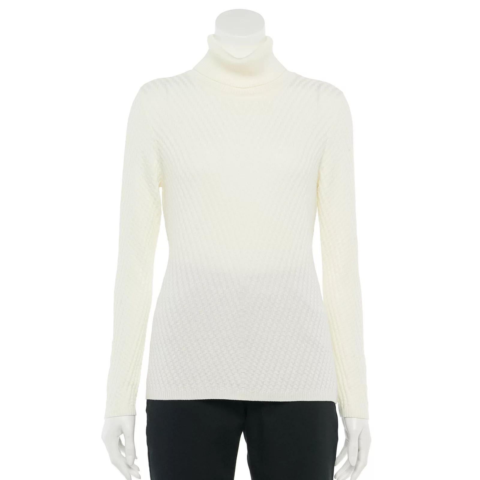 Petite Croft & Barrow Mitered Turtleneck Sweater, Women's, Size: Large Petite, White | Kohl's