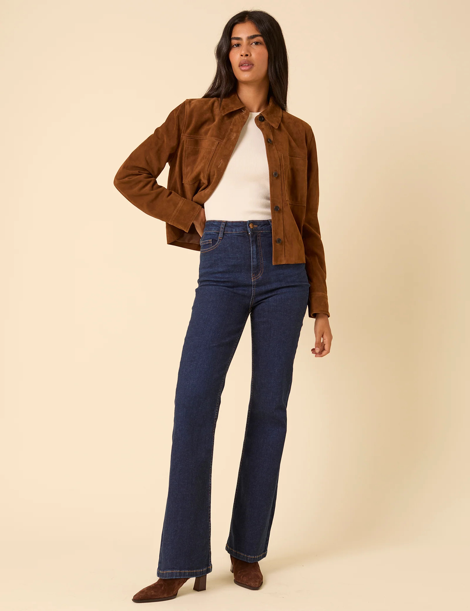 Dark Blue High Rise Mayfair Bootcut Jeans | Nobody's Child