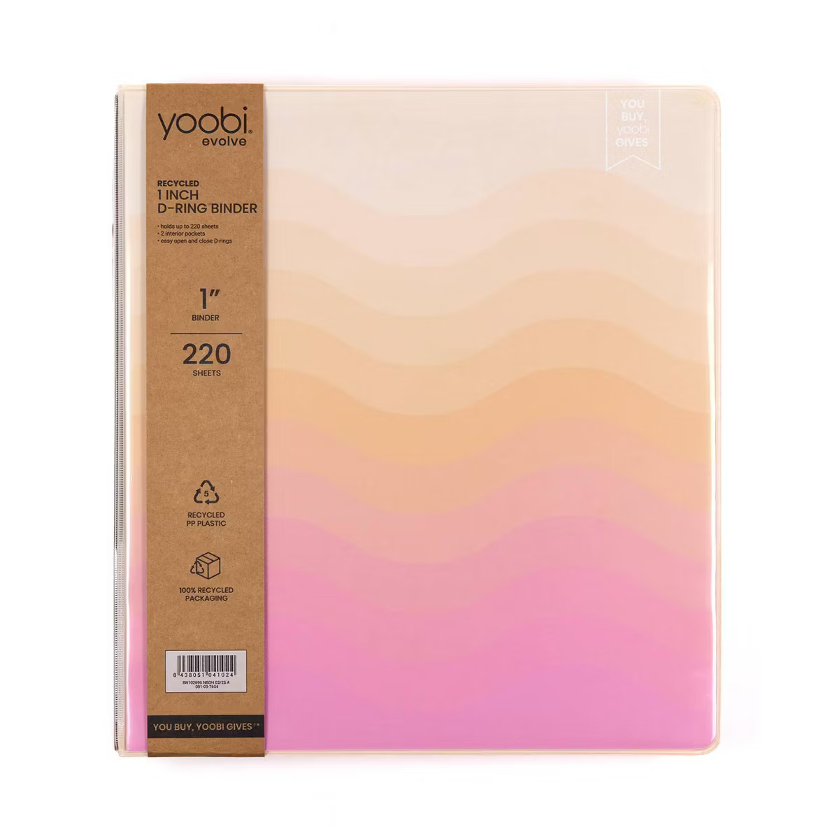 Yoobi Evolve 1" 3 Ring Binder Printed Tangerine Dream Scallop | Target
