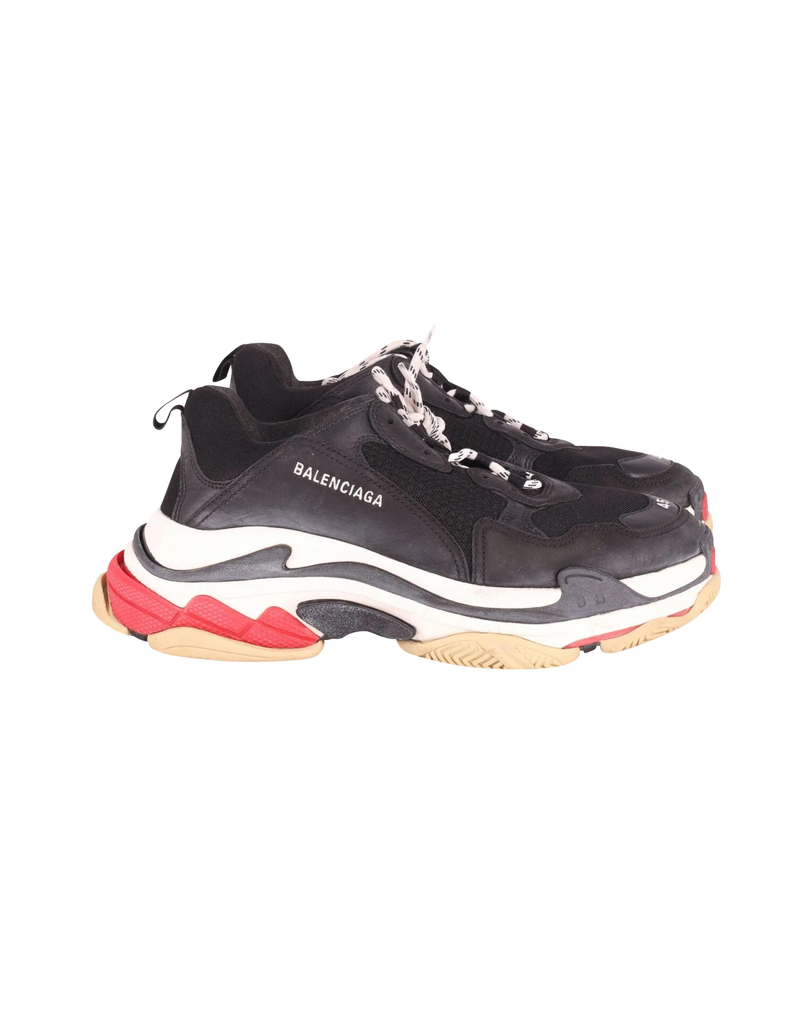 Balenciaga Triple S Sneakers in Black Polyurethane | Shop Simon