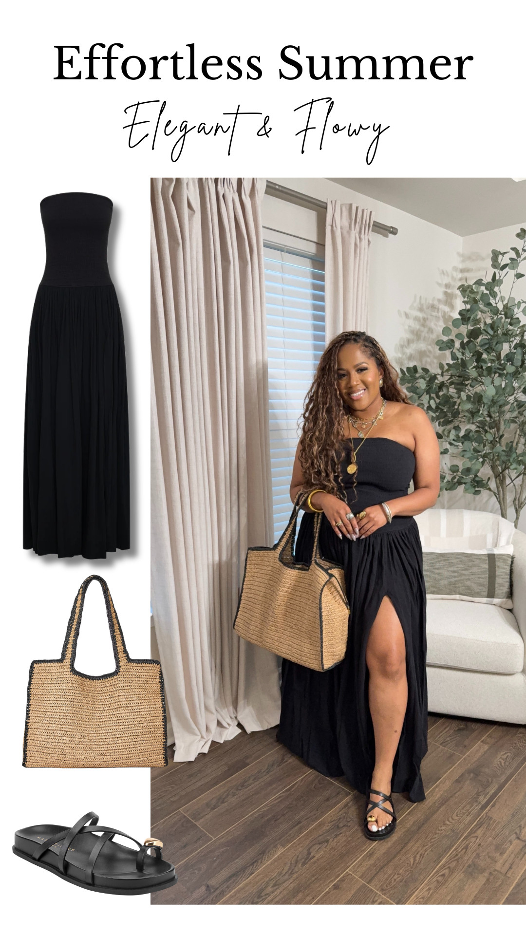 An easy summer outfit that looks put together with minimal effort 🤎 Love how this flowy black dress pairs perfectly with woven accessories and simple sandals for vacation, brunch, dinner, or everyday summer plans.

#LTKStyle #LTKSeasonal #SummerOutfit #EffortlessStyle #VacationStyle #ResortWear #BlackDressStyle #SummerFashion #NeutralStyle #EasyOutfit #CasualChic #AmazonFashion #WovenBag #MinimalStyle #EverydayStyle 

 #LTKgrwm #LTKootd #LTKU