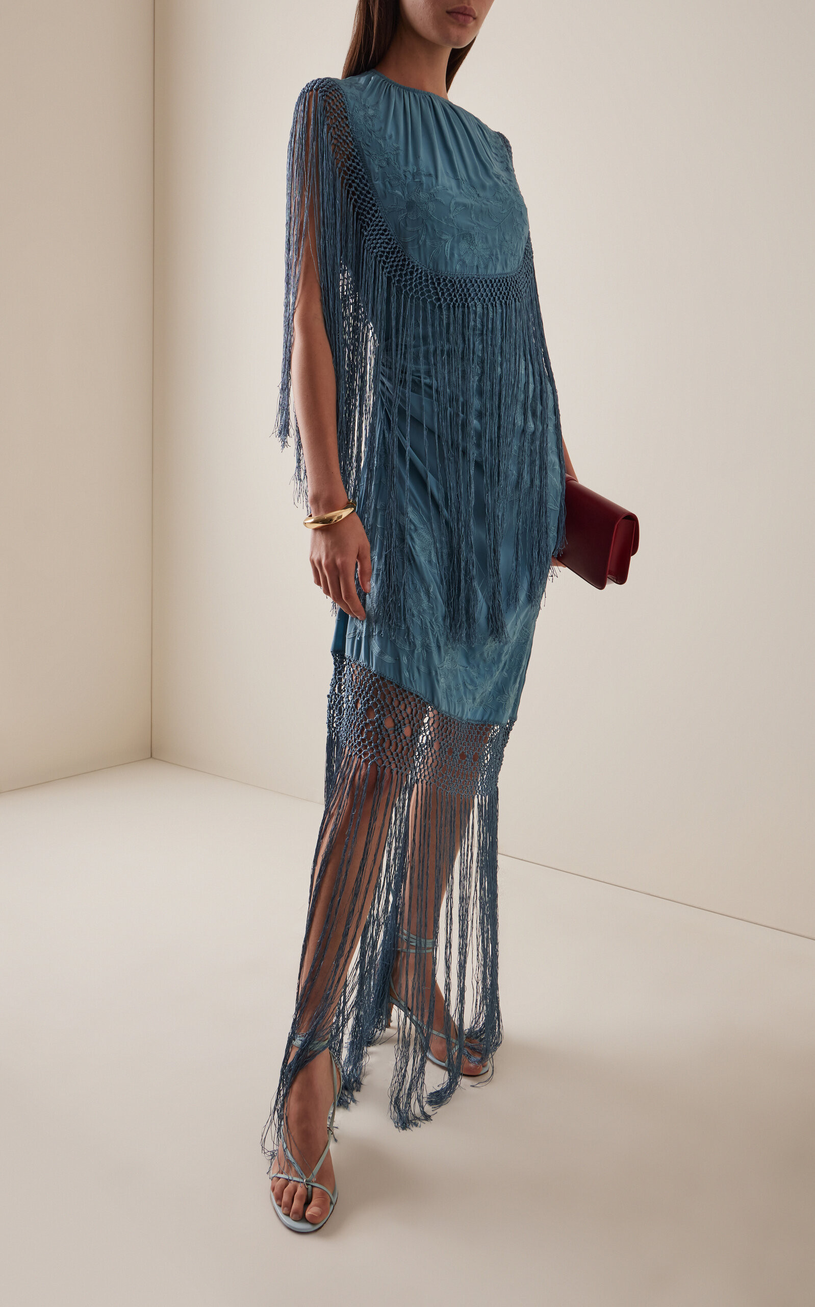 Nerine Fringed Silk Maxi Dress | Moda Operandi (Global)