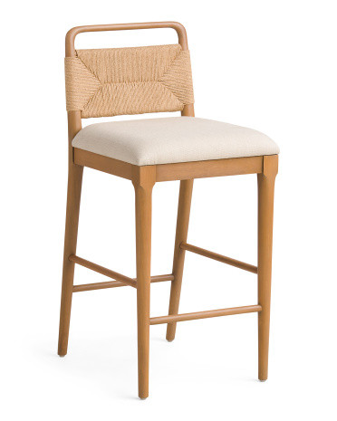Solid Mahogany Counter Stool With Woven Back | TJ Maxx