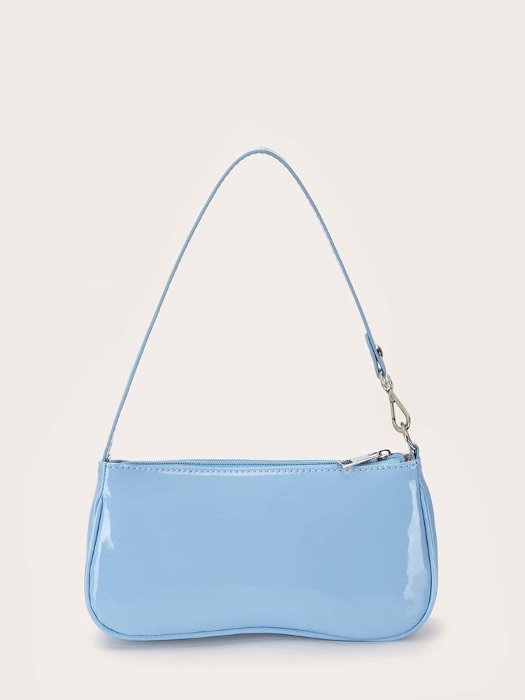 Faux Patent Leather Baguette Bag | SHEIN