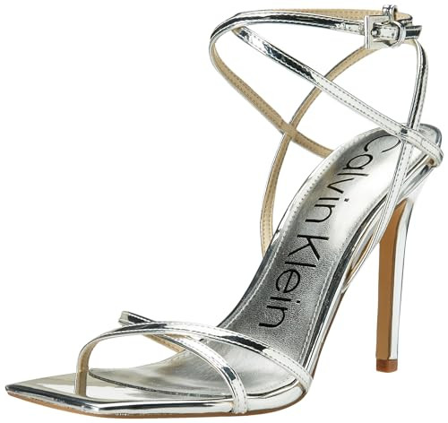 Calvin Klein Women's Tegin Heeled Sandal, Silver, 7 | Amazon (US)