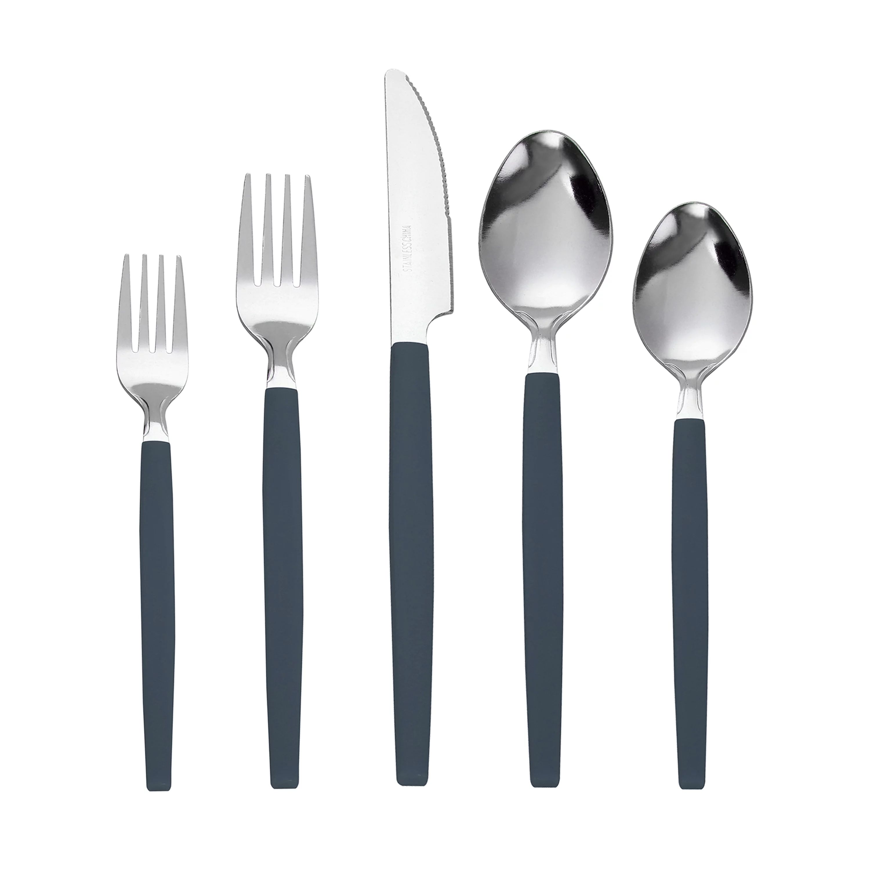 Mainstays 49 Piece Stainless Steel and Plastic Flatware Set with Tray, Cherry Blossom | Walmart (US)