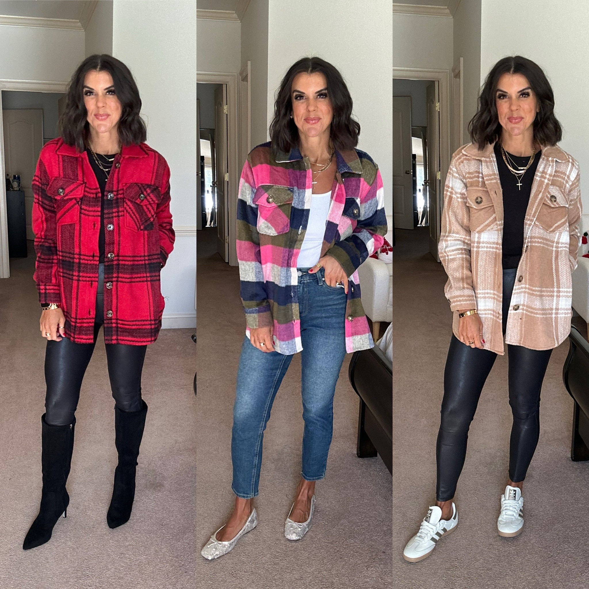 New Walmart shackets!! I’m in size small and size small in leggings. Jeans are size 2. Shoes fit true to size. 

#LTKStyleTip #LTKSeasonal #LTKFindsUnder100