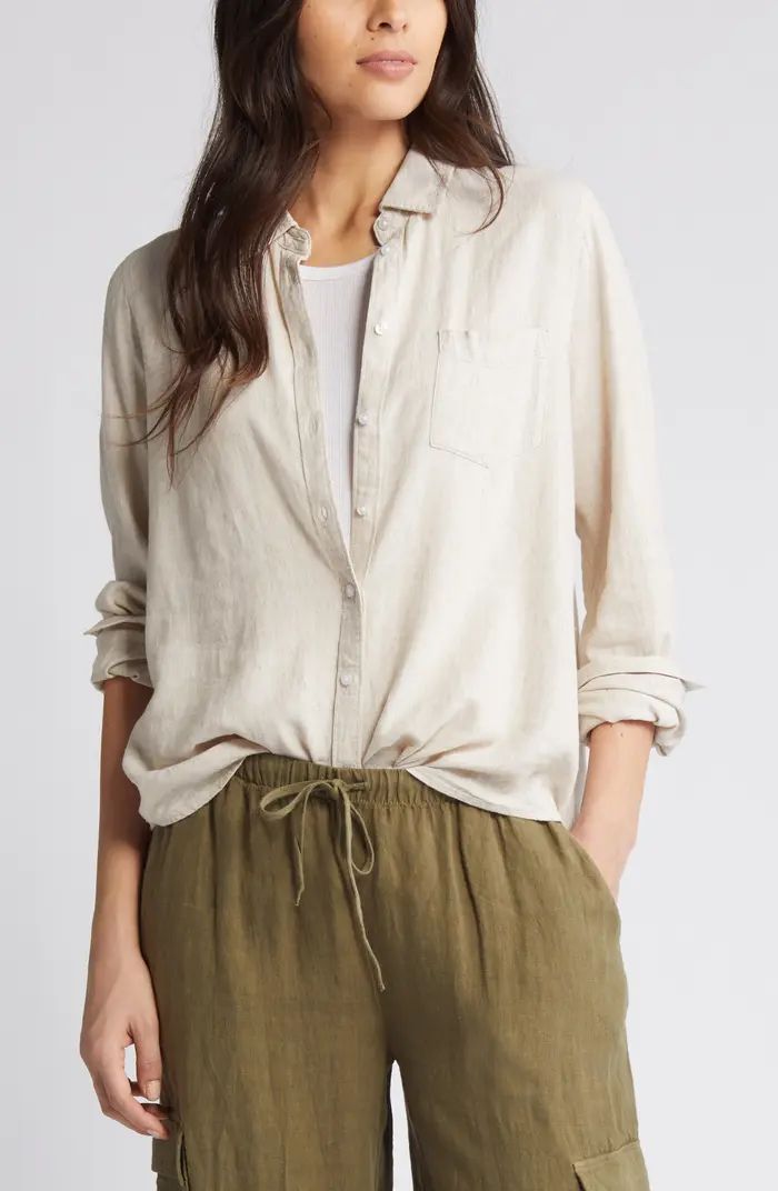 Linen Blend Button-Up Shirt | Nordstrom