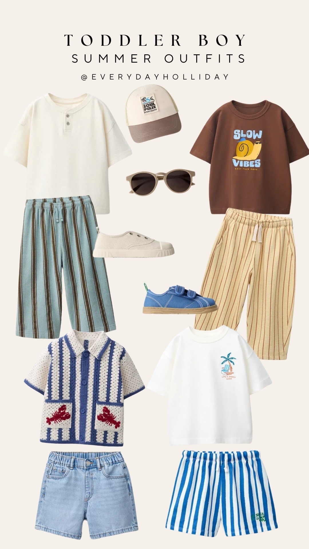 Zara toddler boy summer outfits and I am obsessed with every single piece — the lobster crochet jacket, the Slow Vibes snail tee, the stripe wide leg pants. All Zara, all linked! Which look is your favorite for your little guy?

#LTKootd #LTKBaby #LTKKids