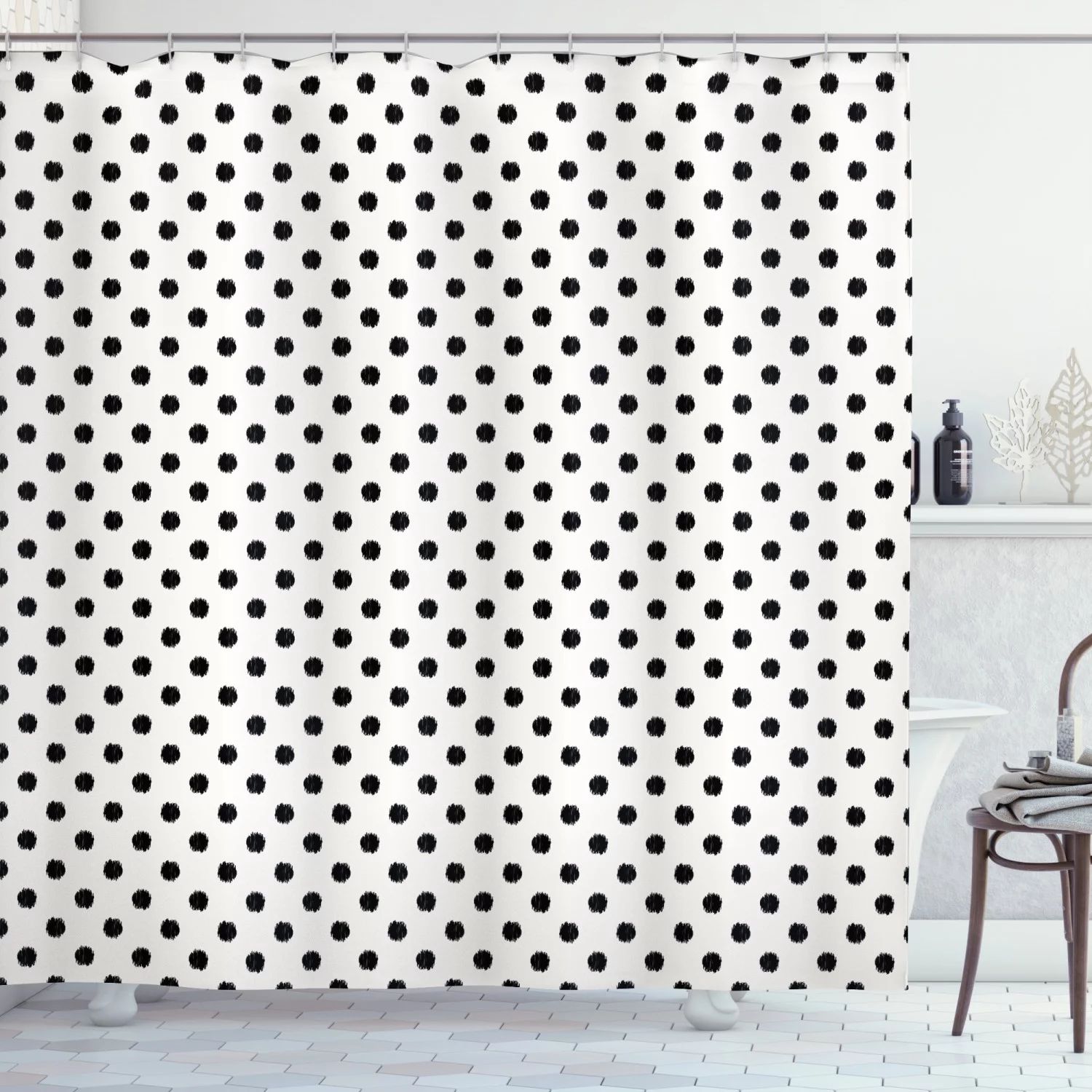 Ambesonne Geometric Shower Curtain, Large Polka Dots, 69"Wx70"L, Black White | Walmart (US)