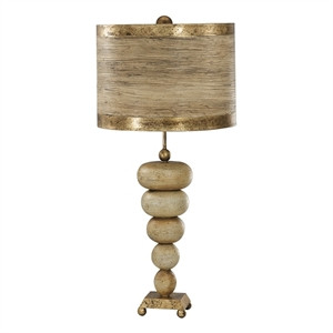 Lucas McKearn Retro Traditional Resin Table Lamp in Textured Cream/Gold | Cymax
